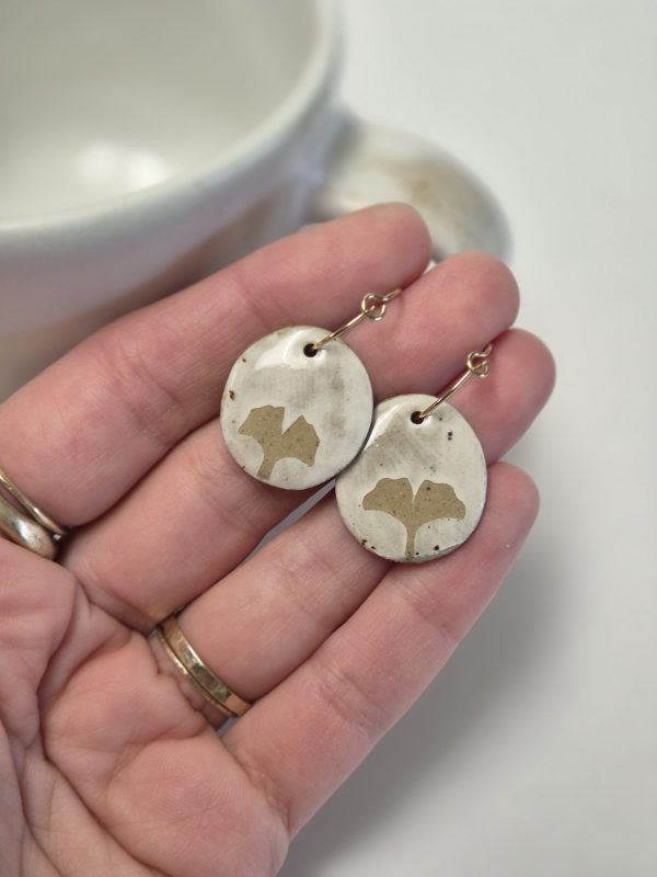 Ceramic ginkgo earrings