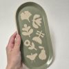 Ceramic tray in green