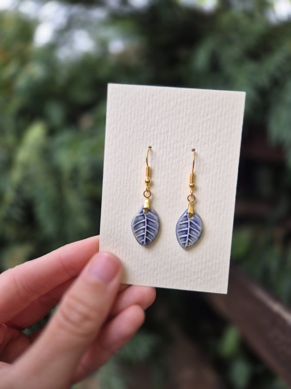 Ceramic leaf earrings